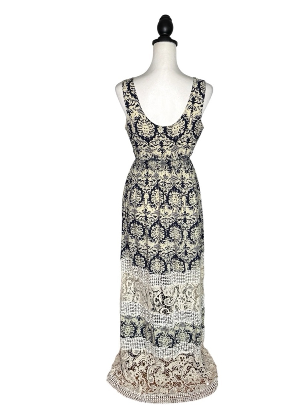 Anthropologie Sunday in Brooklyn Blue & Cream Lace Boho Maxi Dress • Small - Picture 5 of 10